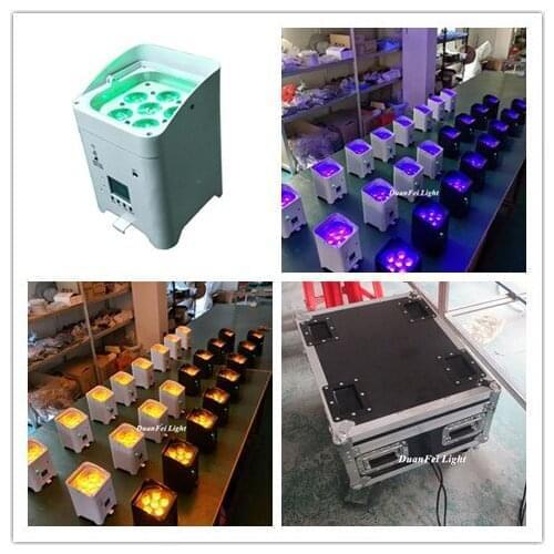 10pcs+charging flycase) dmx512 stage led uplight battery wall washer par light rgbwa uv 6x18w with wifi phone app control
