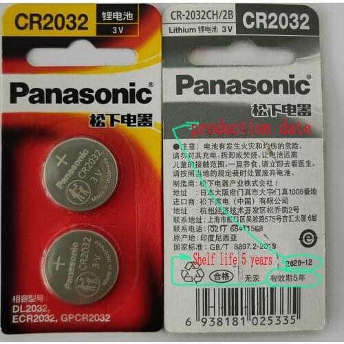 100% Genuine Panasonic original brand new battery cr2032 3v button cell coin batteries for watch computer 100pcs