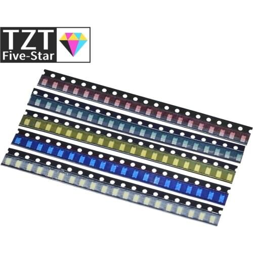 100pcs=5 colors x20pcs 1206 SMD LED light Package Red White Green Blue Yellow 1206 led kit