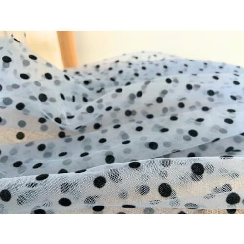 150cm*91cm Light Blue Sewing Fabric Flocking Point Mesh Lace Fabrics Dots Gauze For Wedding Tulle Lace Fabric Embroidered Fabric
