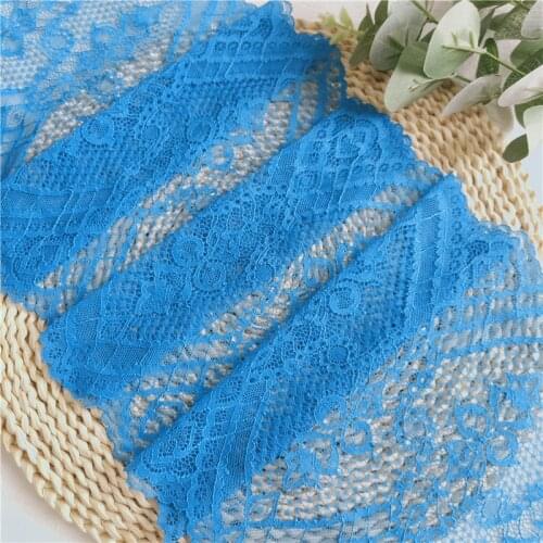 23cm Blue Swiss Lace Fabric Tulle Embroidered Wide Diy Sewing Needlework Hometextile Couture Accessoire For Clothes E3457
