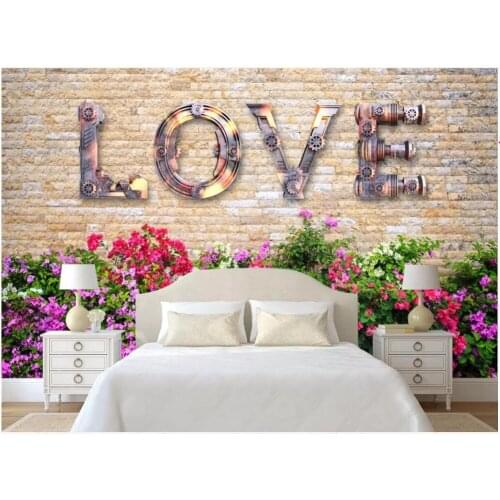 3d wallpaper custom photo mural European retro vintage LOVE brick wall room Home decor 3d wall murals wallpaper for walls 3 d