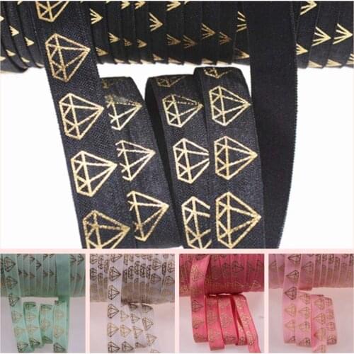 8 Colors 5/8" jewelry fold over elastic metallic gold foil diamond FOE fold over elastic welcome custom printed