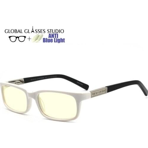 Anti Blue Light Blocking Glasses Acetate optical white frame black leg Men Lady Computer Eyeglasses RM00479-C3