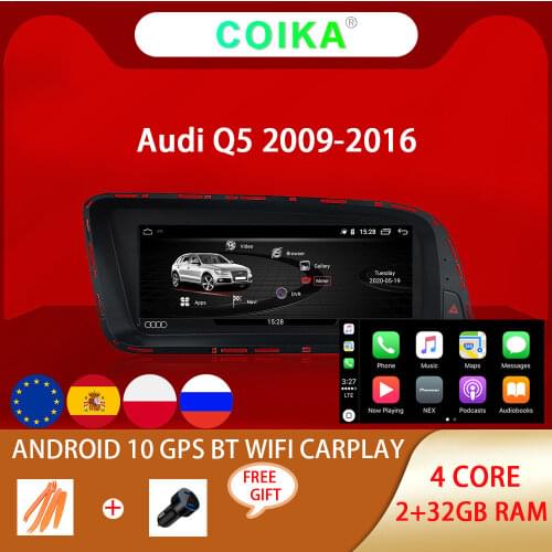 COIKA 8.8" Android 10.0 System Car IPS Screen Radio For Audi Q5 2009-2017 GPS Navi Google WIFI Carpaly SWC 2+32G RAM Mirrorlink