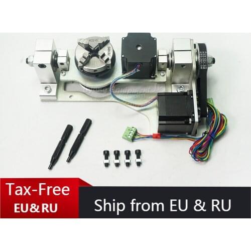 Center Height 55MM 4th Axis 5 A Aixs CNC Rotary Axis 4 Jaw Chuck 60mm