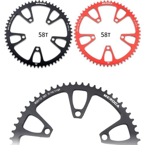 MEROCA 110BCD 50/52/54/56/58T AL7075 Alloy Folding Bike Narrow Wide Chainring Road Bicycle Round Sprocket Crankset