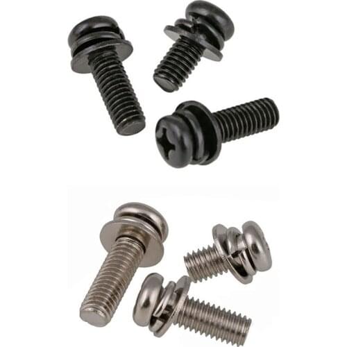 Black Zinc/Nickel Plated Phillips Pan Head Machine Screws Sping/Flat Washer Kit Screw Kit Set M2-M6