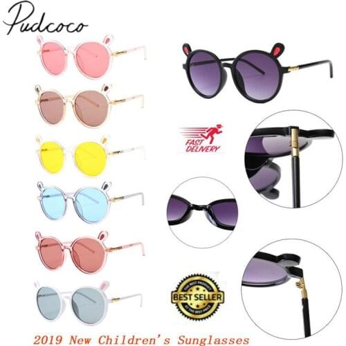 2019 Baby Accessories Bear Ears Kids Sunglasses Retro Summer Kid Toddler Sunglasses Metal Frame UV400 Protection