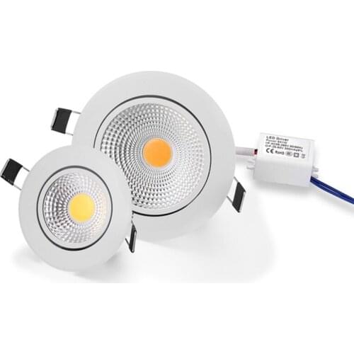 Dimmable LED COB Downlight AC110V 220V 3W 5W 7W 12W Recessed LED Spot Light lumination Indoor Decoration Ceiling Lamp