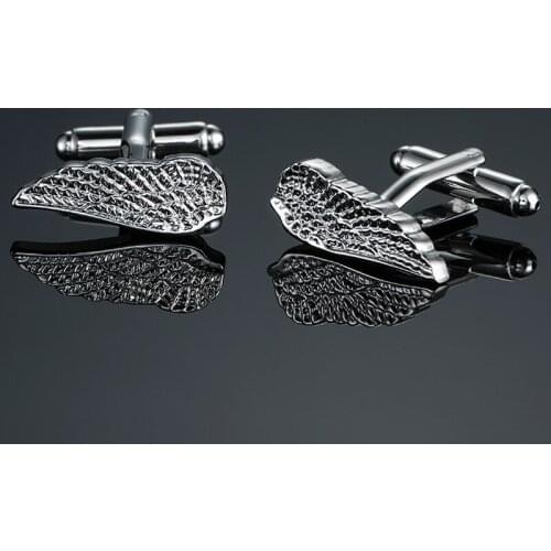 DY The new high quality brass plating Silvery angel wings Cufflinks fashion Mens French shirt Cufflinks