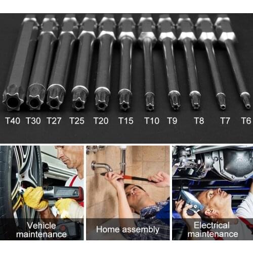 HOEN 11pcs 100mm Long Steel Magnetic Torx Hex Security Electric Screwdriver Bit Set For Magnetic Screwdriver Bit Tool Set