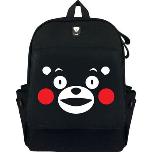 Kumamon Smile Bear Style Printed Canvas Backpack Laptop Bag School Book Shoulder Bag Travel Cosplay Bag Boys Girls Gift