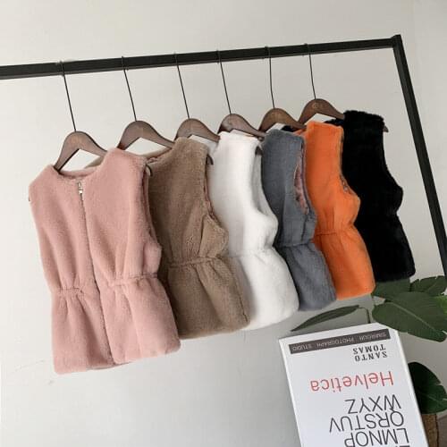 Imitation fur autumn and winter warm vest womens waistband with cotton wool coat fur vest