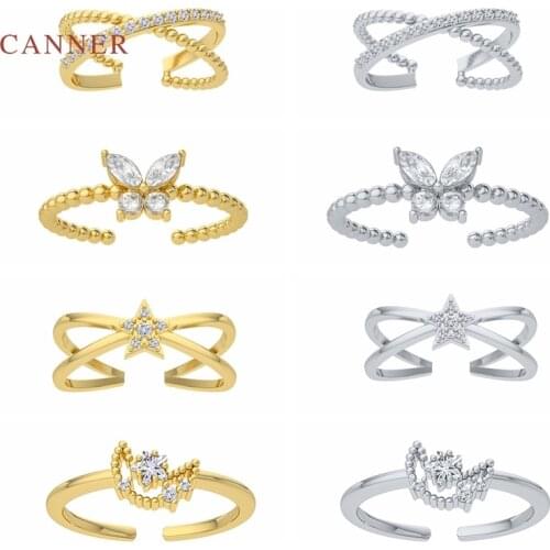 CANNER Butterfly Moon Rings For Women 925 Silver Ring 2021 Trend Anillos Mujer Fine Jewelry Paired Rings Bulk Private Design