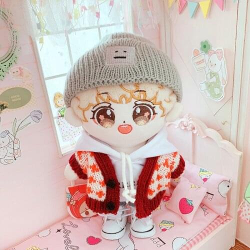 20 Cm Doll Clothes Hat Set 20cm Star Doll Dress Up Fuchsia Sweater Jacket Christmas Gifts