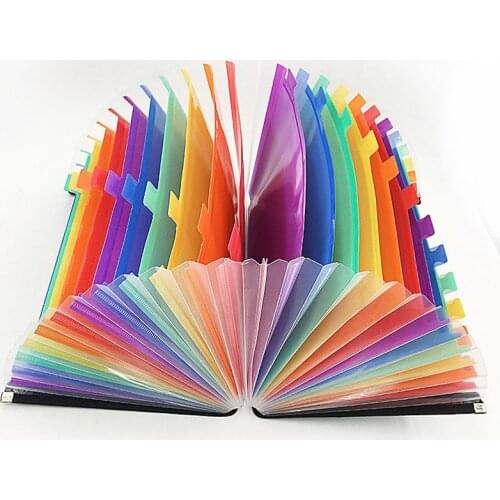 Creative Coloful Expanding File Folder 24 Pockets A4 Organizer Portable Business File Document Bag Holder Office Supplies