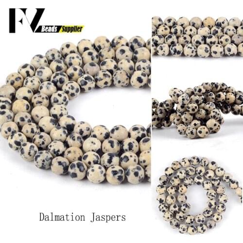 Natural Dalmation Jaspers Stone Round Beads for Jewelry Making 4mm-12mm Gem Spacer Beads Diy Women Jewellery Accessories 15inch