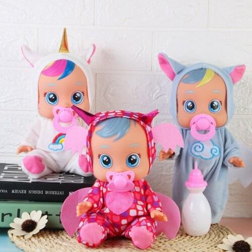 Baby 10-Inch Cry Tears Doll 2 Generation Girls Toy 3D Simulation Baby Crying Doll Creative Cute Doll Children Birthday Gift