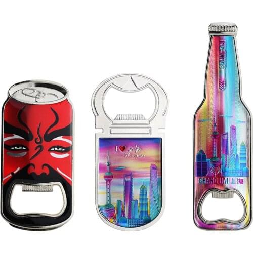 Metal Bottle Opener Refrigerator Stickers Fridge Magnet Tourism Souvenirs High-end Magnetic Stickers Shanghai Theme Beer Opener
