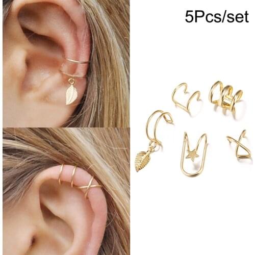 Minimalism Gold Leaf Ear Clip Earrings For Women Men Bohemian Fake Cartilage Ear Cuff Jewelry Clip d'oreille