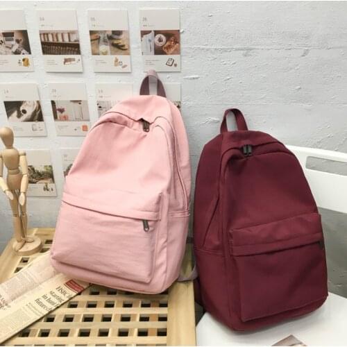 Solid Color Canvas 2021 Backpack Shoulder Bag for Women School Bags for Teenage Children Girls Female Fashion Designer Backpacks