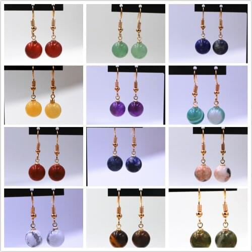 Wholesale Natural Stone Tiger Eye Pink Purple Round Stud Earrings, Fashion Earrings, Suitable for Womens Jewelry