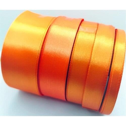 25 Yards/roll) 0.6/1/1.5/2/2.5/4/5cm Orange Single Face Satin Ribbon Wholesale Gift Wrapping Christmas Ribbons Sewing
