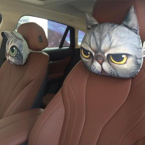 Car Headrest Polyester Protect Neck Hot Sale Car Accessorie Seat Covers Car seat 3D Printed Pattern Animal head cushion