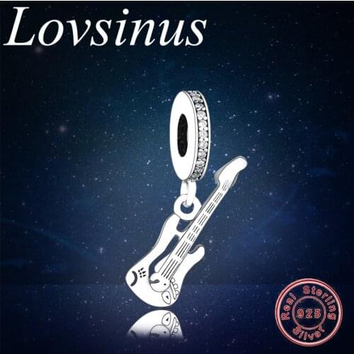 Fit Original European Charms Bracelet 925 Sterling Silver Electric Guitar Dangle Charm Jewelry Making Berloque Sterling Silver