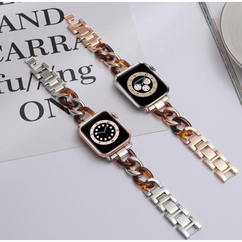 Cowboy Style Resin strap For Apple Watch Series 6 SE 5 4 band 40/44mm Bracelet iWatch 3 2 38mm 40mm Stainless Steel band Correa