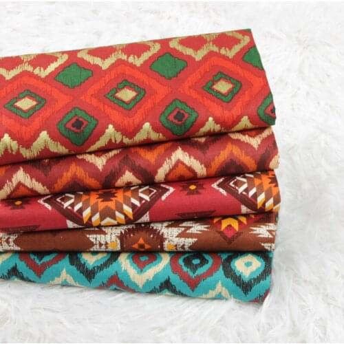 Retro Bohemian Printed Plain Weave Cotton Fabric For Ethnic Style Clothing Dress Tablecloth Handmade Diy Bag Sewing Accessories