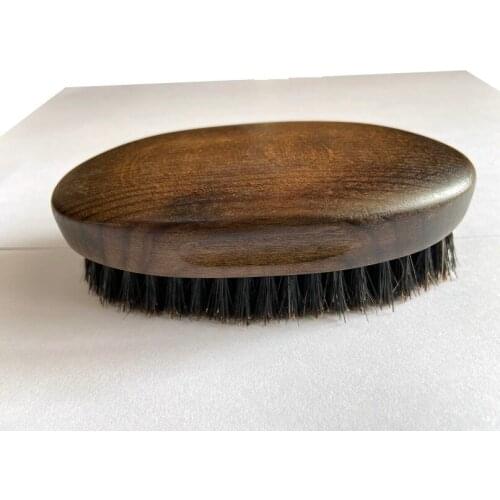 Retro Style Classical Antique finish Beech Wood Boar Bristle Beard Brush&Mustache brush For Gentlemen Beard Care Engrave Logo