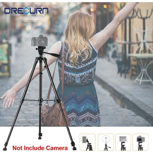 DRECURN 140 cm Camera Tripod Professional Aluminum Phone Holder Stand Tripods For Sport Video Camera Stabilizer Dslr Monopod