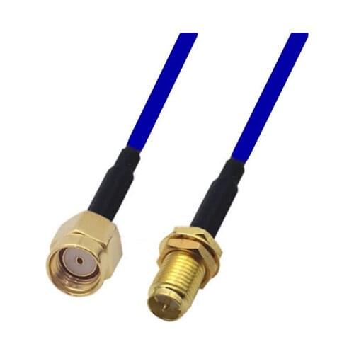 Blue Soft RG142 Double Shielded RP-SMA Male to RP-SMA Female Connector RF Coaxial WIFI Antenna Coax Low Loss Cable 50ohm