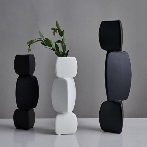 Nordic Creative Abstract Flower Vase Modern Art Ceramic Flower Arrangement Ornaments Home Living Room TV Cabinet Display Artware