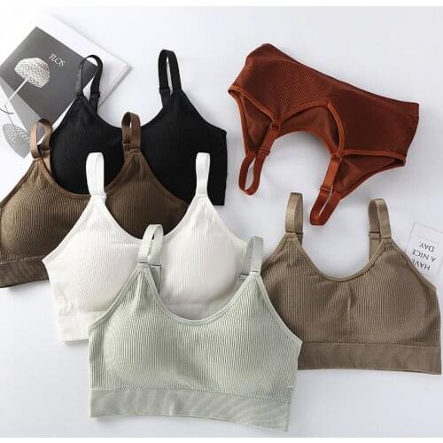 Sports Bras No Steel Ring Thread Wrapped Chest Seamless Chest Pad Sports Top Sleep Bra Shoulder Strap Adjustable Women Underwear