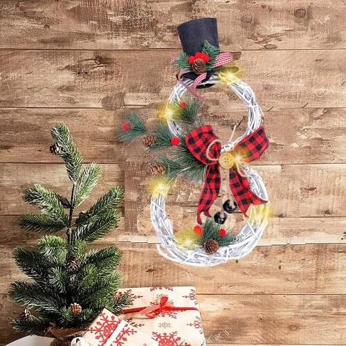 Home Decoration Led Wreath Christmas Party For Ornaments Snow Man Wall Door Hanging Christmas Wreath Decor Holiday 2020 New