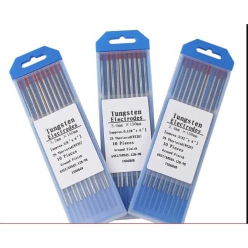 10 Piece WT20 1.0/1.6/2.0/2.4/3.0/3.2/4.0mm*150mm 1/16&quotX6&quot Thoriated Tungsten Electrode Head Tungsten Needle Red Color