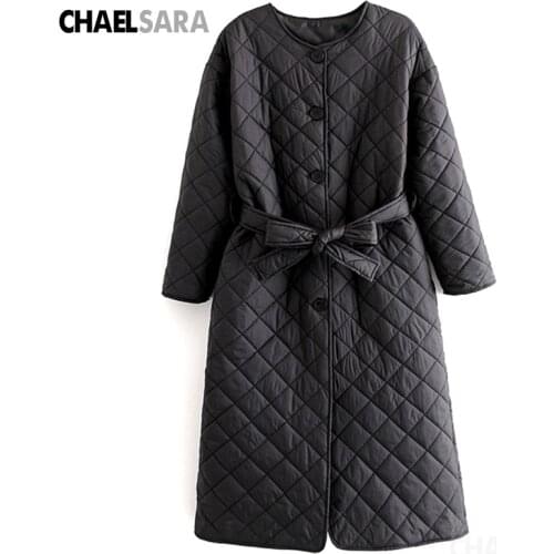 2021 Autumn Winter Oversize Thin Long Parkas With Belt Women Khaki Long Sleeve Jacket Coat Buttons Pockets Female Warm Overcoat