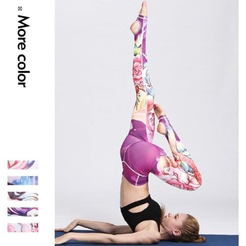 Women Printed Yoga Pants Sport Leggings Elastic Fitness Gym Pants Workout Running Tight Leggins Female Fitness Pilates Trousers