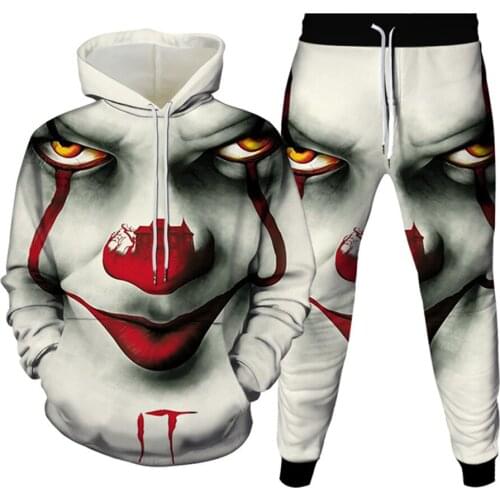 Female Joker Poker Anime Film Novelty Clown 3D Print Hoodie Trouser 2pc Sets Men Hip Hop Clothes Women Punk Tracksuit Size S-6XL