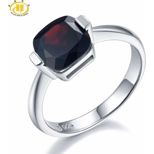 Hutang Wedding Ring 3.1Ct Mystery Black Garnet Solid 925 Sterling Silver Natural Gemstone Women Fine Fashion Jewelry Birthstone