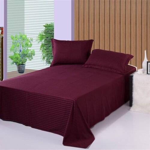 1pcs 100%Cotton Solid Color Flat Sheet Stripe Bedding Twin Full Queen King And Other Size