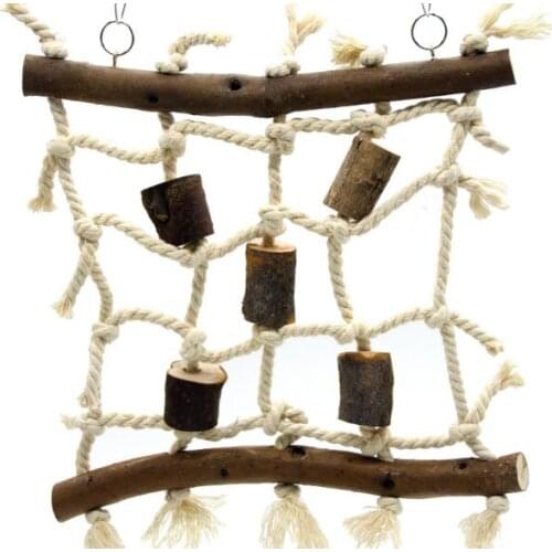 1PCS Funny Hemp Rope&Wooden Parrot Stand Swing Toys Birds Accessories Pet Parrots Toys