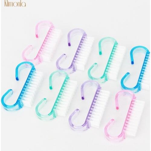 100pcs/pack Mix Color Nail Cleaning Brush Handle Washable Soft Dust Clean Brush Pedicure UV Gel Nails Remove Clean Care Art Tool