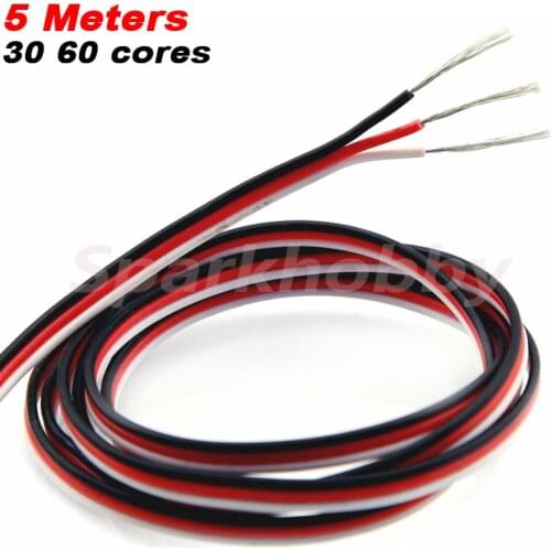 5 Meters 30 cores 60 cores Red White Black servo extension cable lead servo extended wire for JR Futaba RC model accessories