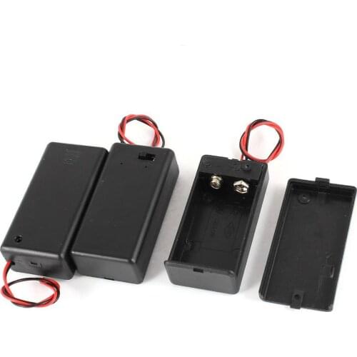 500pcs/lot MasterFire Black Plastic 1 X 9V 6F22 Battery Holder Storage Box Case with Wire Lead ON/OFF Switch Cover