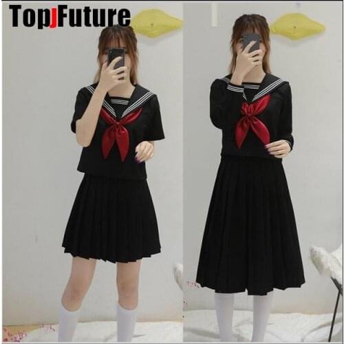 Basic JK uniform dress orthodox black Guanxi Lapel improved white three sailor suit Japanese summer student SCHOOL UNIFORM suit
