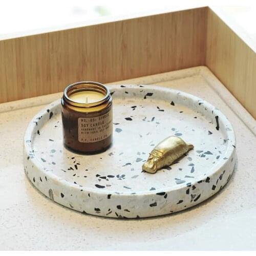 Concrete Mold Terrazzo Candle Storage Tray Cement Candlestick Mold Home Storage Teacup Key Storage Dish Epoxy Resin Mould